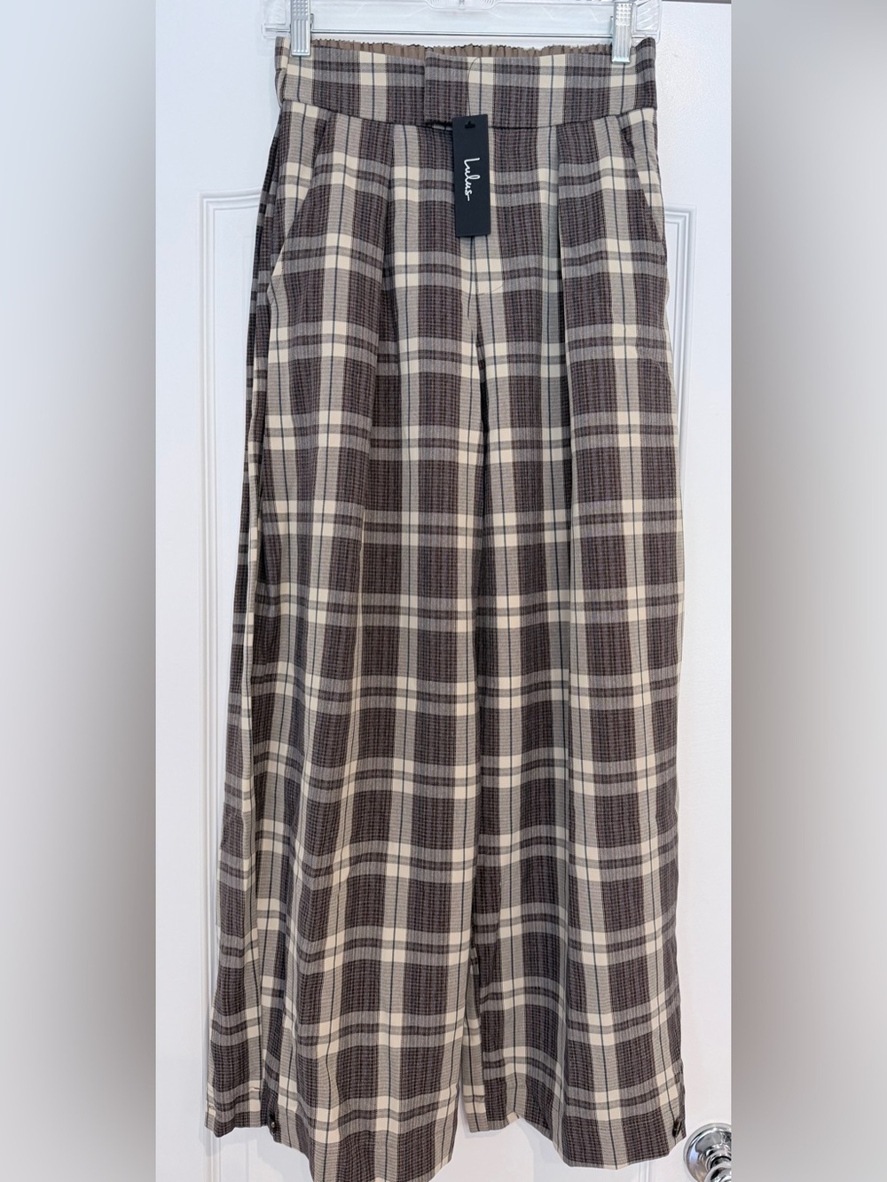 Lulu's Brown and Cream Plaid trousers